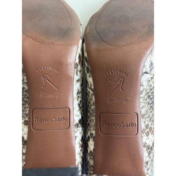 Franco Sarto Snakeskin Print Pointed Toe Heels 8M Block Heel - Picture 8 of 10